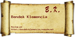 Bendek Klemencia névjegykártya